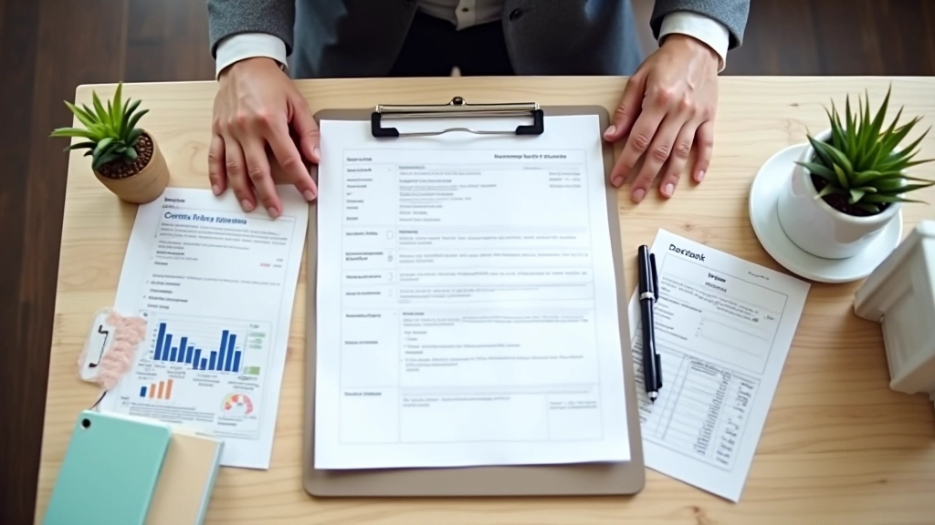 Organized filing system with labeled tax documents, folders, and compliance checklist items neatly arranged on desk